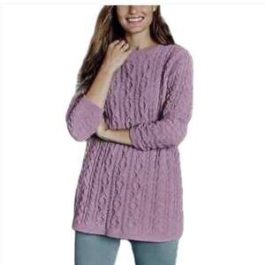 J. Jill Women’s Cable Knit Sweater Pullover Lavender Chenille Sz Large Petite